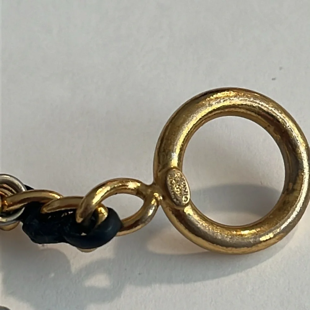 CHANEL RARE VINTAGE TOGGLE LEATHER CHARM BRACELET